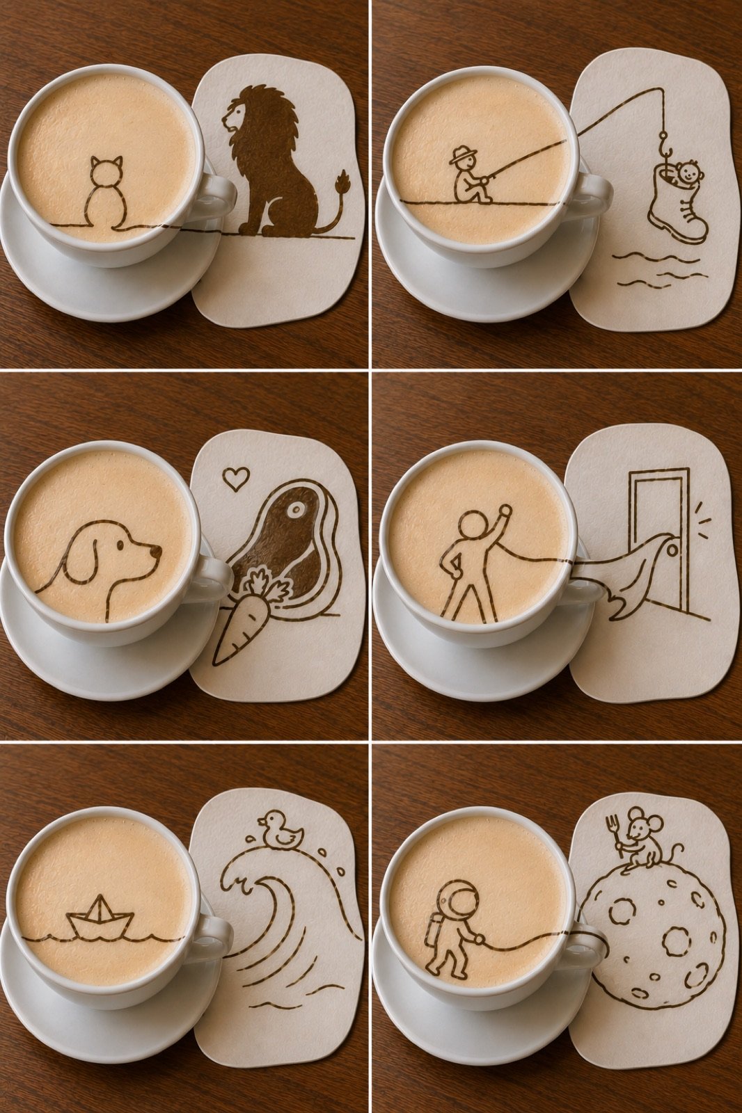 Exemples de croquis narratifs sur café et plaque sucrée